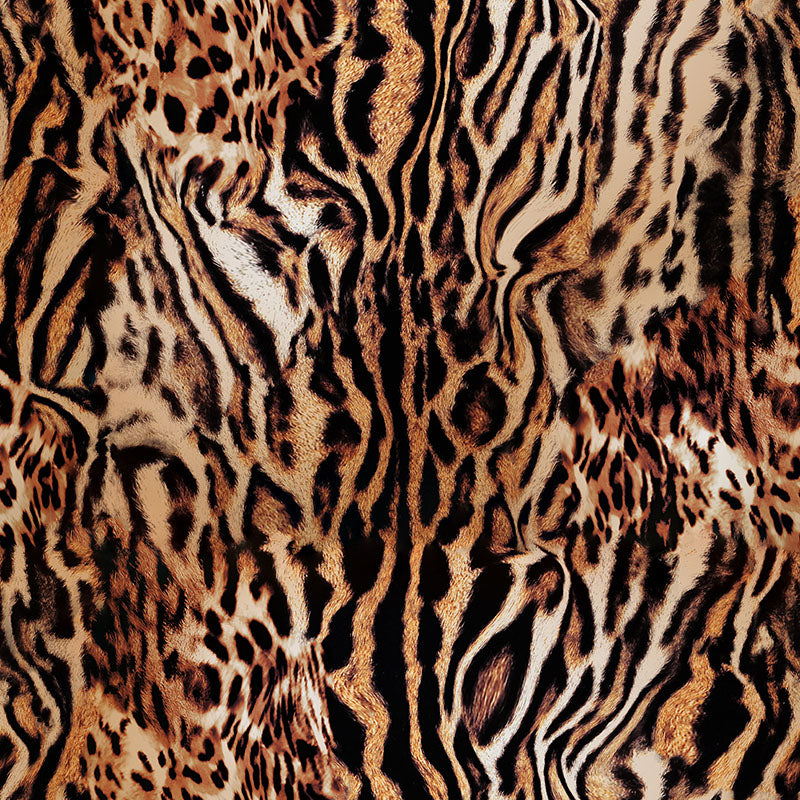 Bengal tiger print fabric flat image with warm animal stripe design