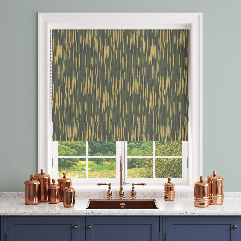 Benton Forest Blind – Roman blind made from Benton Forest curtain fabric in bold stripe pattern