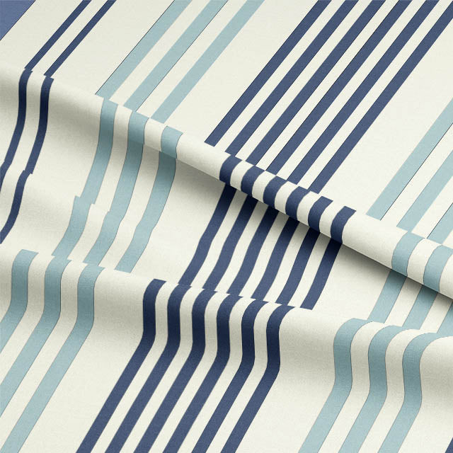 Boston Stripe Cotton Curtain Fabric - Blue