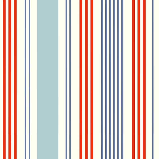 Boston Stripe Cotton Curtain Fabric - Red