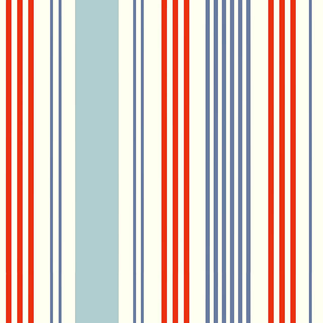 Boston Stripe Cotton Curtain Fabric in Red color, perfect for window treatments