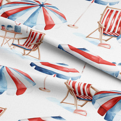 Brighton Beach Cotton Curtain Fabric - Red