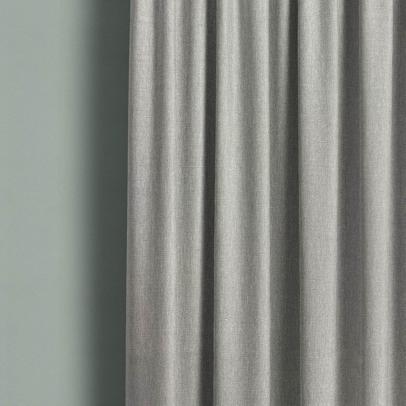  Elegant Burford Linen Curtain Fabric - Natural drapes in a bedroom
