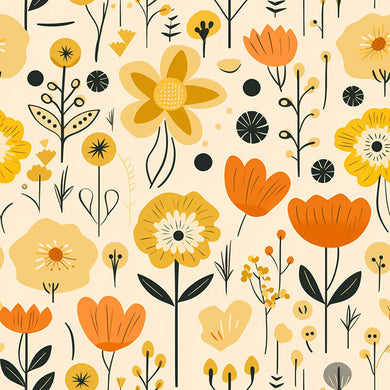 Buttercup Folk Cotton Curtain Fabric Sample - Mustard