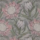 Calstock Dusk floral linen curtain fabric featuring vintage-inspired flower design in mauve and taupe on a natural background