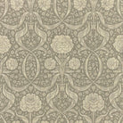 Camellia Damask Sage linen curtain fabric with stylised floral motifs in soft sage and natural tones