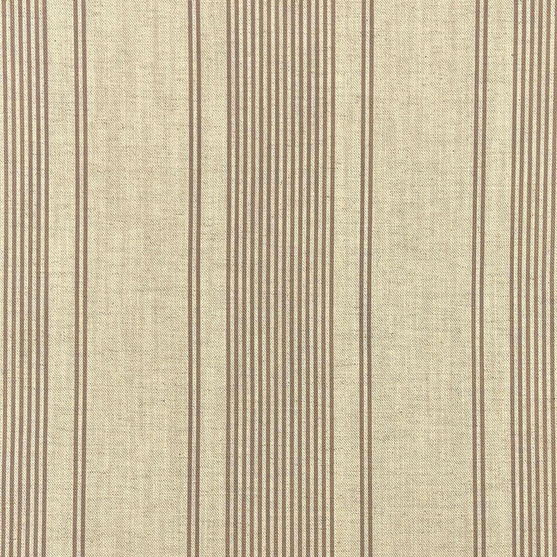 Camellia Stripe Beige linen curtain fabric with understated taupe lines on a natural ground