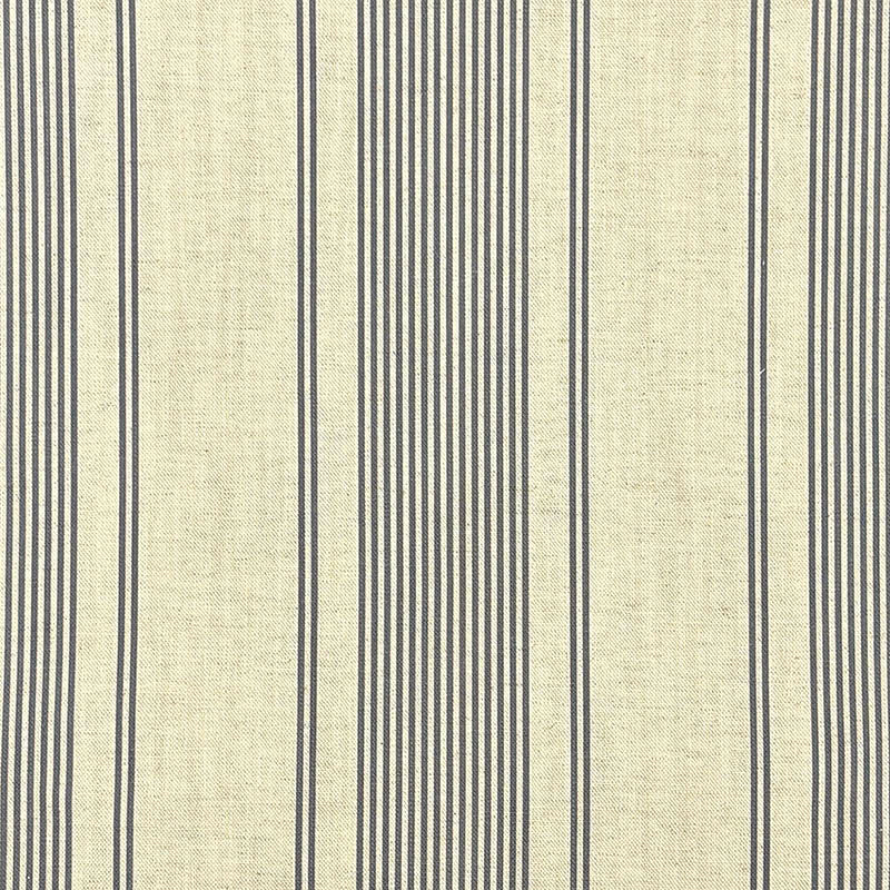 Camellia Stripe Charcoal linen curtain fabric with elegant grey lines and warm neutral bands