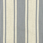 Camellia Stripe Cobalt linen curtain fabric with varied blue pinstripes on a natural background