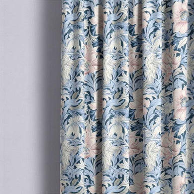  Beautiful Charlecote Linen Curtain Fabric in Blue and Pink adding a touch of color to the room