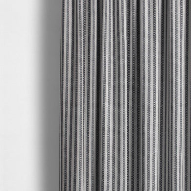Chelsea Ticking Stripe Fabric in minimalist beige and white color