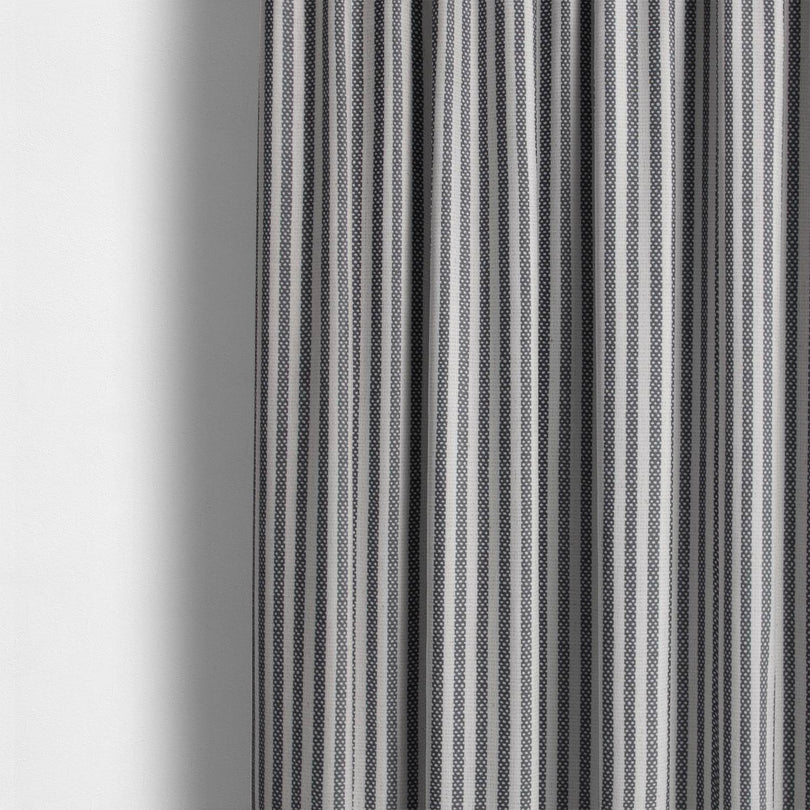 Chelsea Ticking Stripe Fabric in minimalist beige and white color