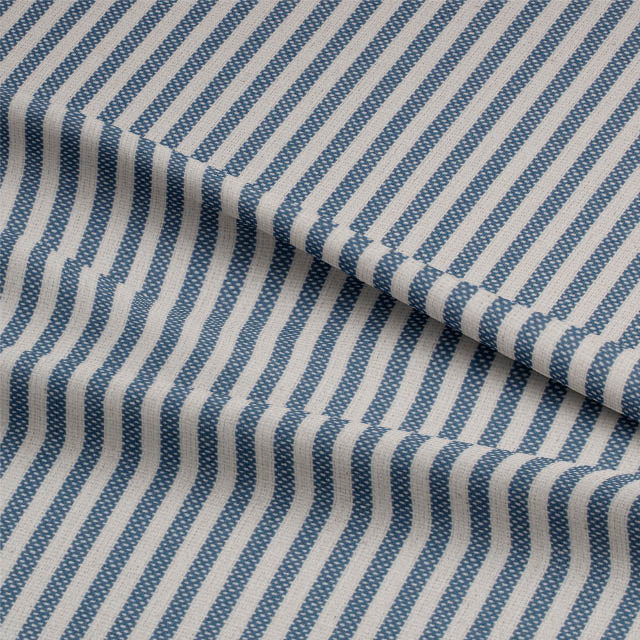 Chelsea Ticking Stripe Fabric in French country style blue and white