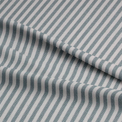 Chelsea Ticking Stripe Fabric in coastal blue and white color