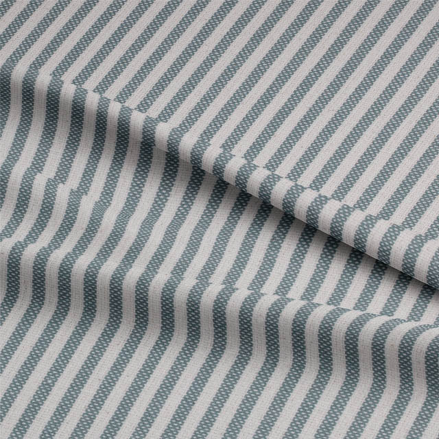 Chelsea Ticking Stripe Fabric in coastal blue and white color