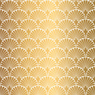 Gold art deco velvet upholstery fabric with repeating fan inspired geometric print