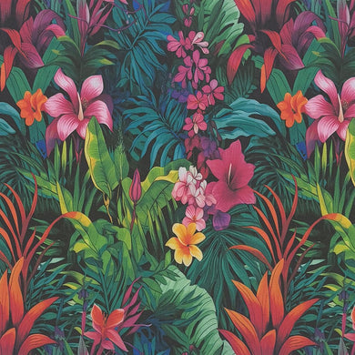Chile Floral Cotton Curtain Fabric – multicoloured exotic floral print flat lay
