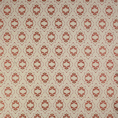 Colefax and Fowler Purcell Red Natural designer upholstery fabric with intricate red damask pattern on neutral background.