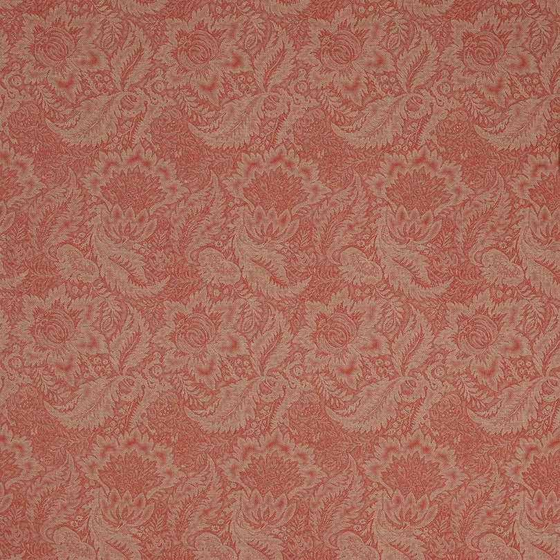 Colefax and Fowler Vaughn Red F4315-5 designer upholstery fabric with intricate floral pattern in bold red tones. 