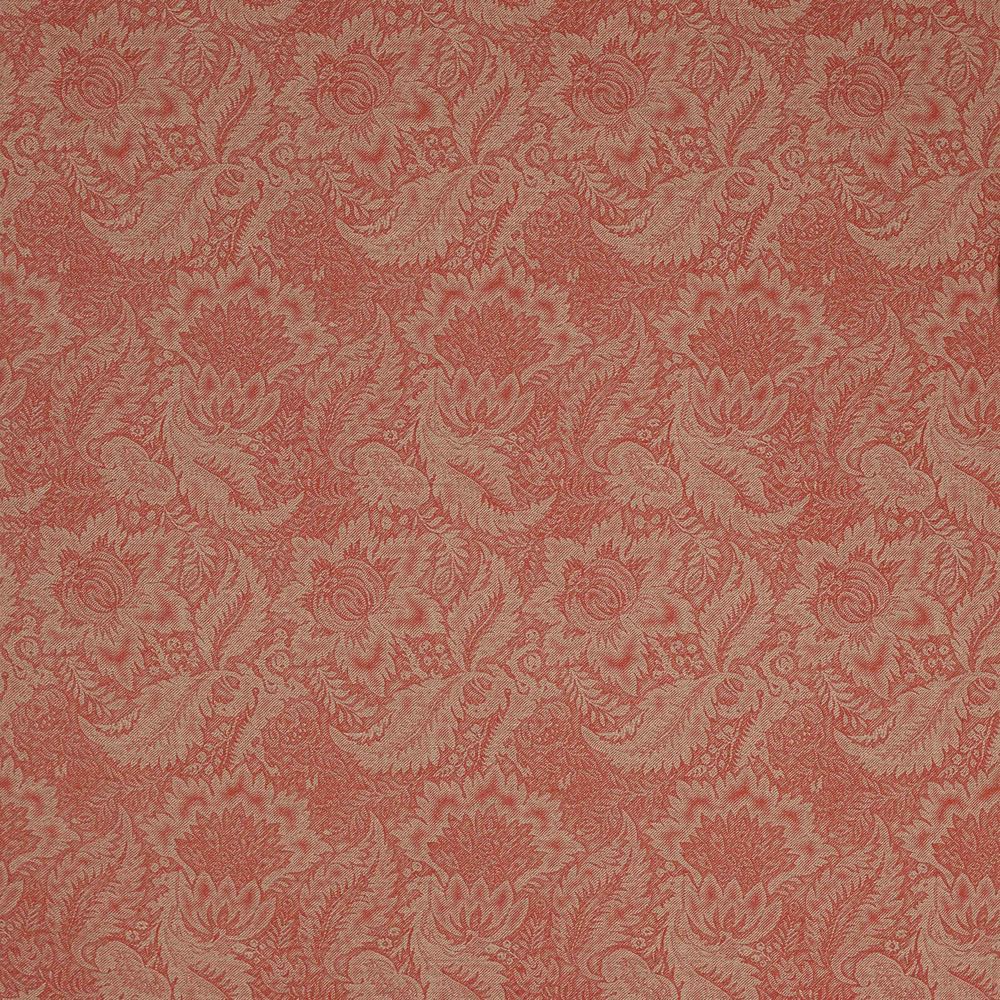 Colefax and Fowler Vaughn Red F4315-5 designer upholstery fabric with intricate floral pattern in bold red tones. 