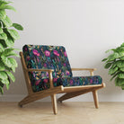 Multicoloured velvet upholstery fabric Columbia floral and dragonfly design