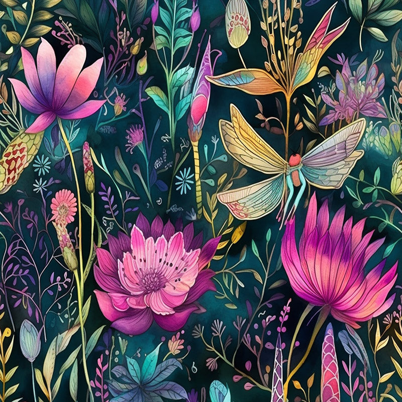 Columbia velvet upholstery fabric multicoloured leaf dragonfly chair