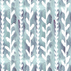 Ocean blue printed velvet upholstery fabric leaf pattern Cordelia