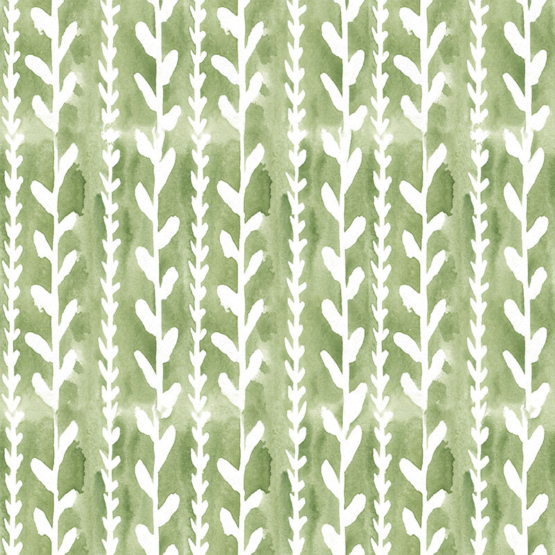 Pine green printed velvet upholstery fabric Cordelia leaf detail