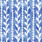 Royal blue leaf printed velvet upholstery fabric Cordelia design