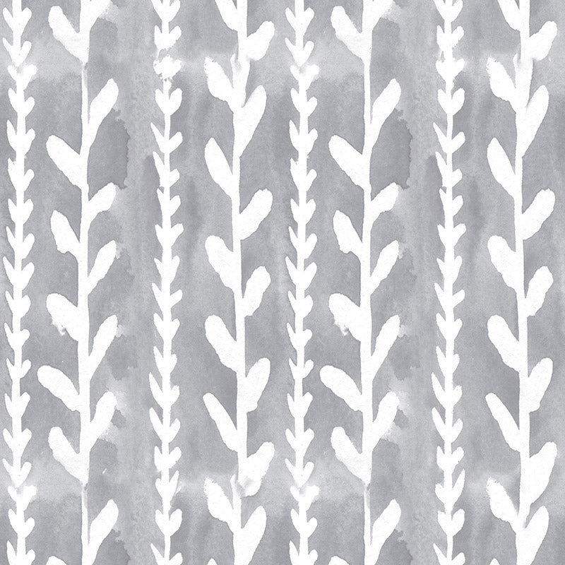 Silver printed velvet upholstery fabric Cordelia botanical design