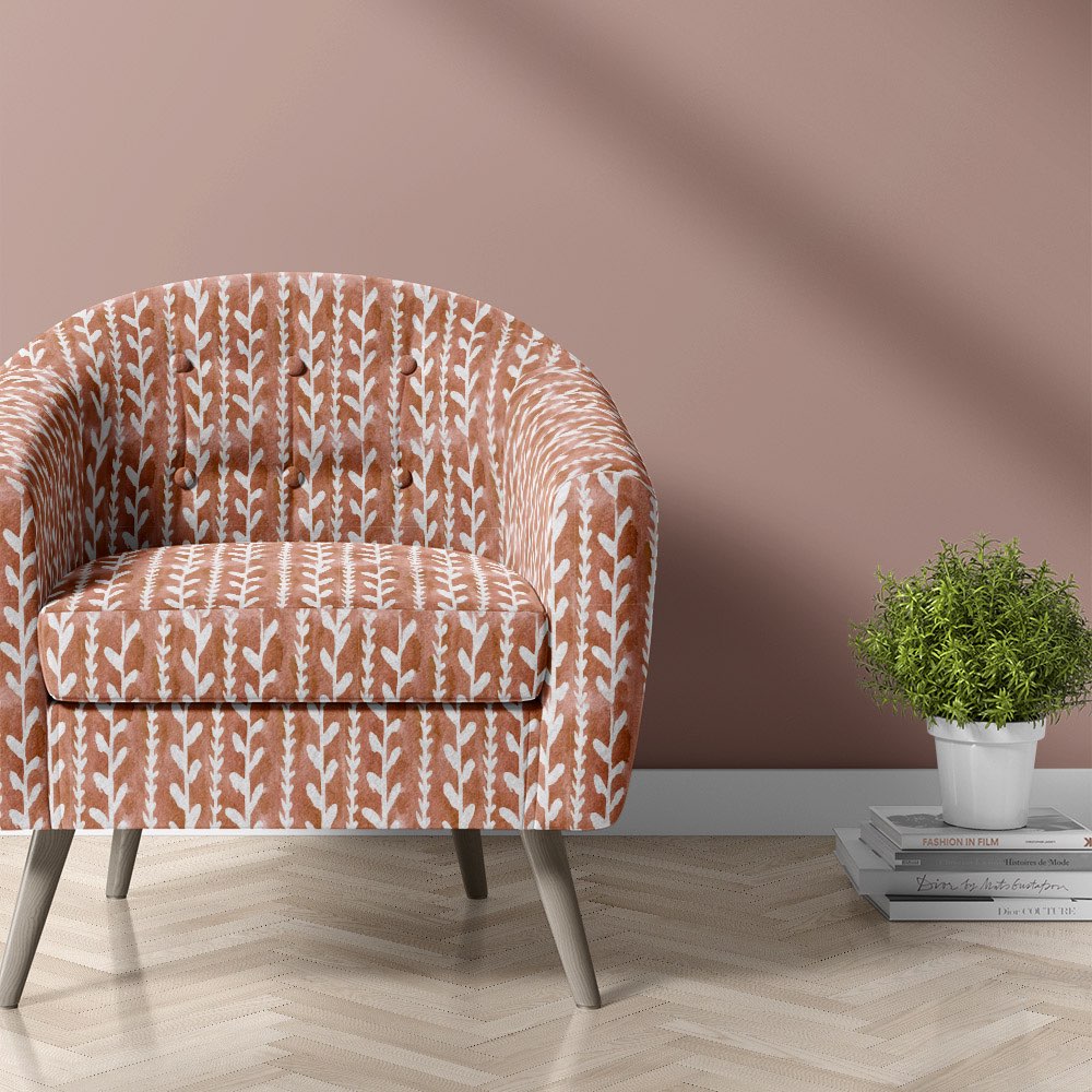 Cordelia strawberry velvet upholstery fabric leaf pattern chair