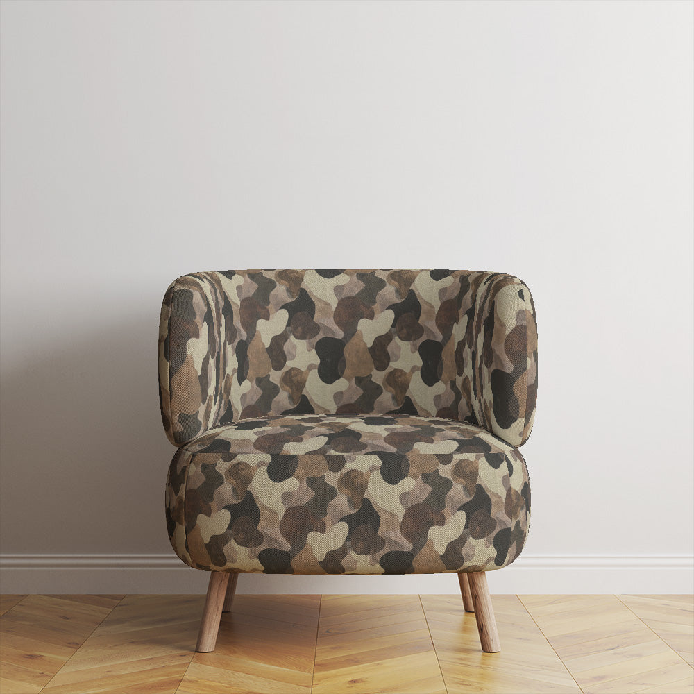 Cortona cow print upholstery fabric upholstered accent chair in modern interior