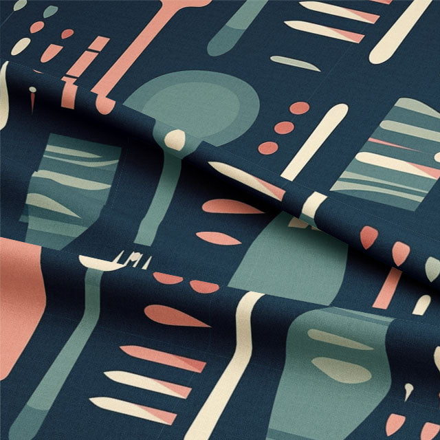 Cutlery Cotton Curtain Fabric - Multi