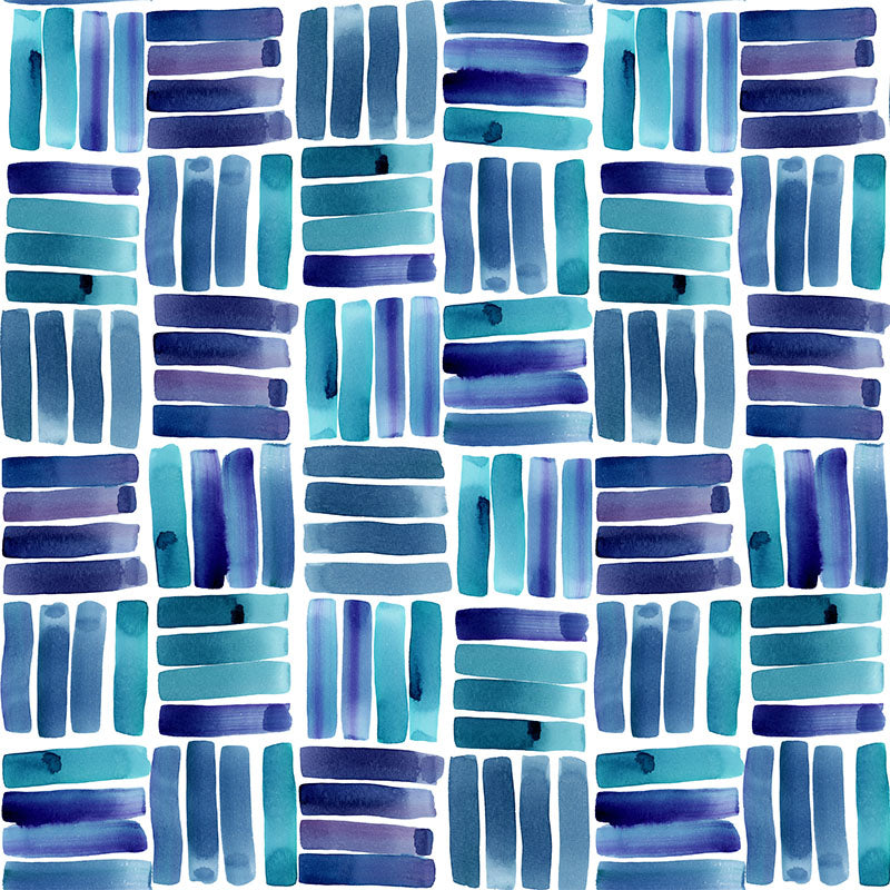 Dash Indigo flat washable polycotton curtain fabric with small dash pattern