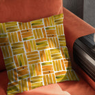 Dash Pumpkin cushion image showing orange patterned curtain fabric for soft furnishings