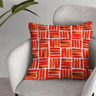 Dash Red cushion image showing washable red patterned fabric for curtains and cushions
