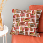 Dash Rhubarb cushion image showing patterned curtain fabric in a deep pink red colourway