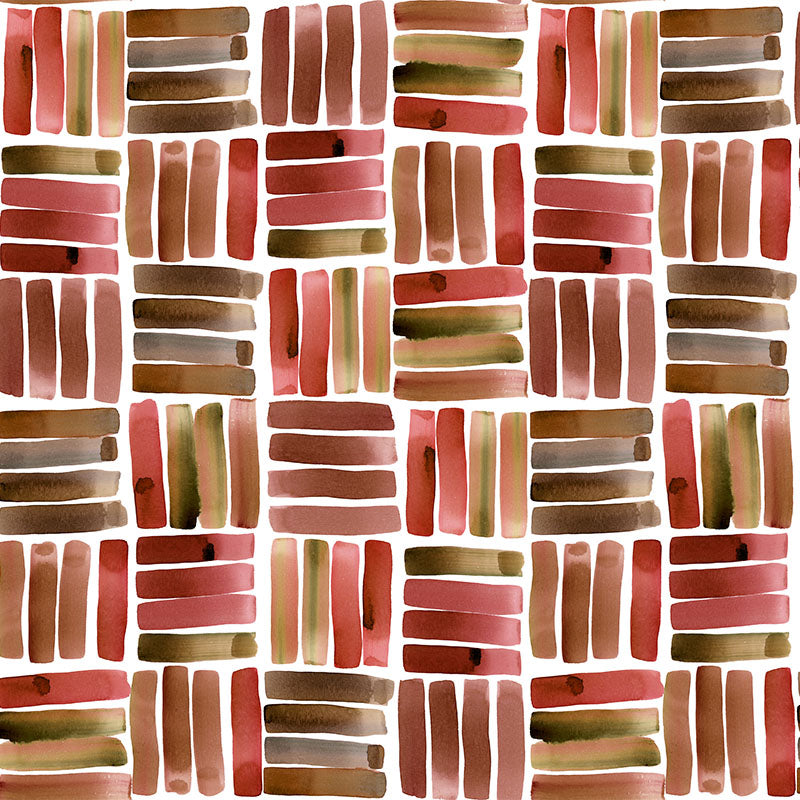 Dash Rhubarb flat washable curtain fabric with rich rhubarb red dash motif