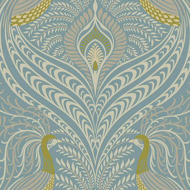 Deco Peacock Linen Curtain Fabric - Mineral