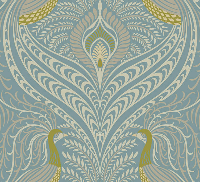 Deco Peacock Linen Curtain Fabric - Mineral