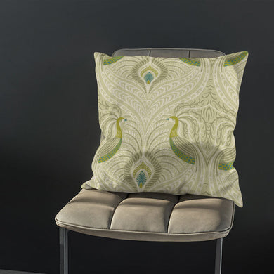 Deco Peacock Linen Curtain Fabric - Sage