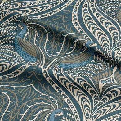 Deco Peacock Linen Durable Upholstery Fabric Per Metre - Teal