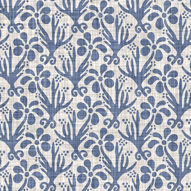 Duloe Cotton Curtain Fabric - Blue