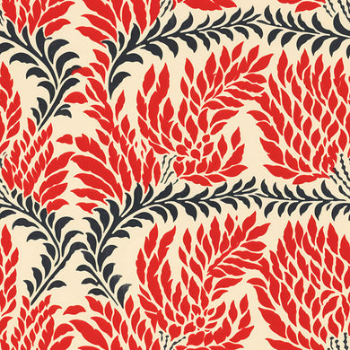 Eastbury Linen Curtain Fabric - Red