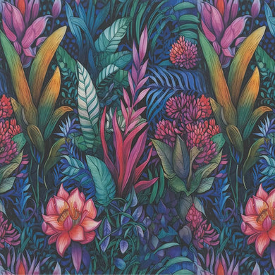 Ecuador Floral Cotton Curtain Fabric – multicoloured upholstery and curtain fabric with tropical flowers and leaves
