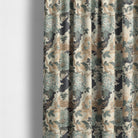 Edo Duck Egg Linen Curtain Fabric styled as curtains with Japanese floral and dragon design