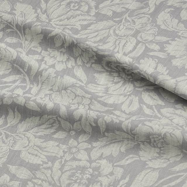 Elysia Grey - Grey Floral Furnishing Fabric