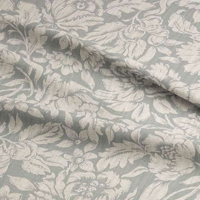 Elysia Sage Green - Green Floral Furnishing Fabric