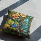 High-quality green linen curtain fabric featuring enchanting forest design