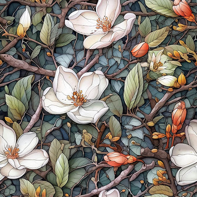 Enchanted Forest Linen Curtain Fabric - Ice